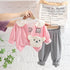 Lapel  Rabbit Long Sleeve Three Piece Set Free Satchel